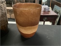 Brown glass vase 9” tall