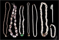7 Beaded Necklaces & 1 Hairpin