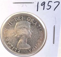 1957 Elizabeth II Canadian Silver Half Dollar