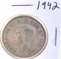1942 Georgivs VI Canadian Silver Half Dollar