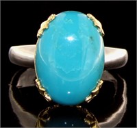 Natural 4.11 ct Cabochon Turquoise Ring