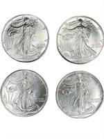 (4) 1993 American Eagle 1 oz. Silver dollars, UNC