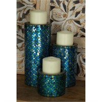 Teal Metal Handmade Candle Holder $38