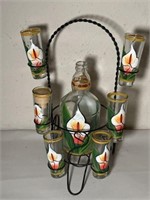 VTG Service for 6 Tequila Liquor Hand Painted