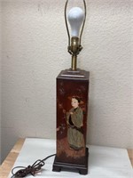 vintagw Japenese Hand Painted Lamp 32 Inch
