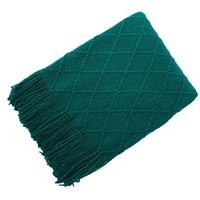 R3838  Booyoo Knitted Throw Blanket Deep Green
