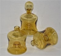 Vtg Hand Blown Amber Glass Pinched Bottle/Stopper