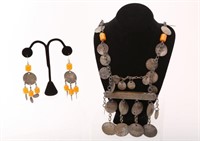 Ethnic Tribal Yemeni Coin Necklace & Earrings