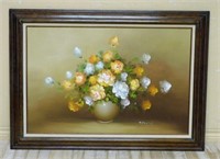 Floral Oil on Canvas, Signed.