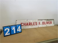 CHARLES F OLIVER SINGLE SIDED PORCELAIN