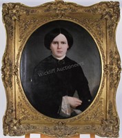 Unsigned Antique 31x25 O/C Portrait of Woman