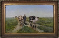 G Kingma 30.5x52.5 O/C Cattle on Path