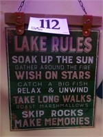 "LAKE RULES" SIGN