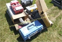 PALLET OF MISC TOOLS, TOOLBOXES & SMALL MOTORS