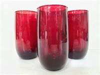 Trio of ruby red glasses