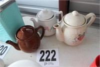 Lot of (3) Ceramic Tea Pots (6 Pieces) (U233)