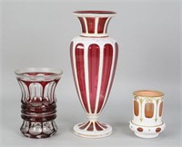 3 Bohemian Glass Vases