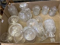 Pressed Glass Decanters, Cream And Sugar, Covered