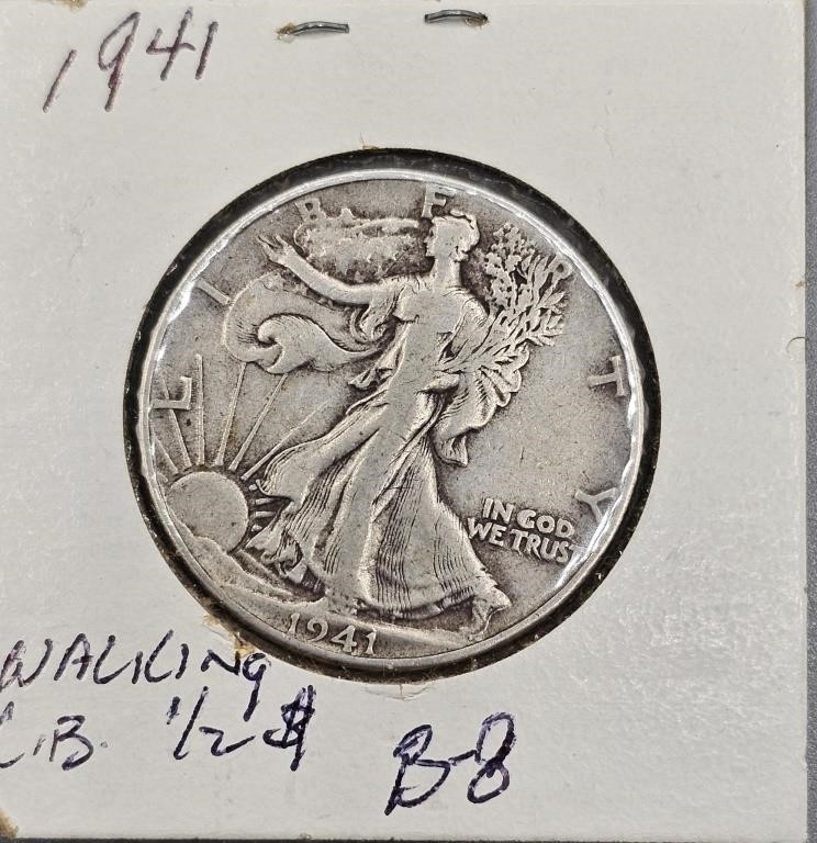 1941 US Walking Liberty Silver Half Dollar