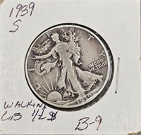 1939 S US Walking Liberty Silver Half Dollar