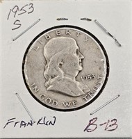 1953 S Franklin Silver Half Dollar
