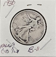 1936 US Walking Liberty Silver Half Dollar