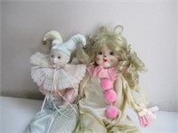 Porcelain Clown Doll and  Another