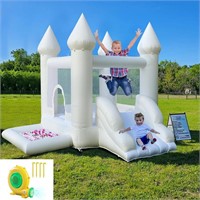 Inflatable White Bounce House with Slide and Air