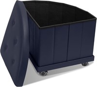 W485  HOUCHICS Folding Ottoman 15 Blue.