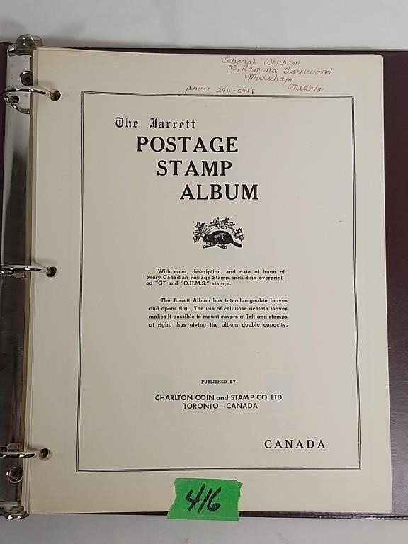 Jarrett Canada stamp album
