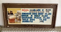 Olympia Beer menu board-- 15x30