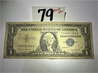 1957-B Silver Certificate Blue Seal $1 Dollar Bill