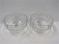 2 Tiffany Crystal Heart Bowls