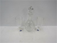 Shannon Crystal Decanter and 2 Waterford Glasses