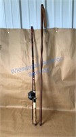 FISHING ROD WITH ZEBCO HOSS REEL AND WALKING STICK
