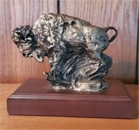 Cast Bronze Running Buffalo