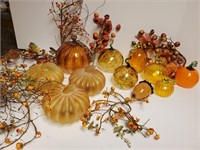 Glass pumpkins, acorn, various designs