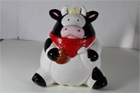 Vintage Music Box Cow Cookie Jar 9 x 8