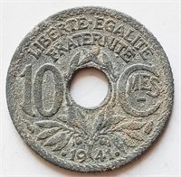 France 1941, 10 CENTIMES coin 21mm Zinc