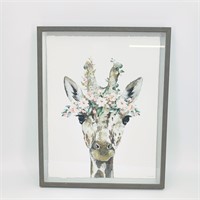 Framed Floral Giraffe Art