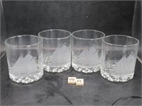 SET OF 4 ETCHED BLUENOSE GLASSES