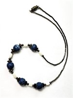 Vintage Liquid Sterling Blue Lapis Necklace 18"