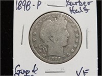 1898 P BARBER HALF DOLLAR 90%