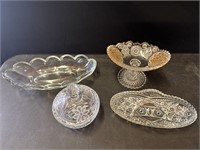 4 cut glass candy dishes