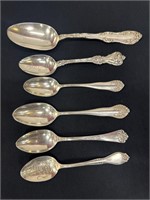 6 Sterling Spoons Various sizes and styles, some