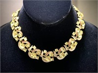 Vintage Yellow Rhinestone & Enamel Necklace Very