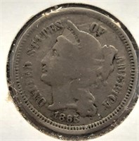 1865  3 Cent Nickel