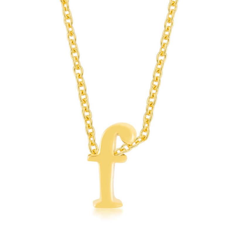 Goldtone Initial Small Letter F Necklace