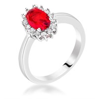 Oval 1.00ct Ruby & White Sapphire Halo Ring