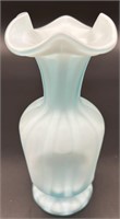 Fenton Blue Satin Overlay Vase